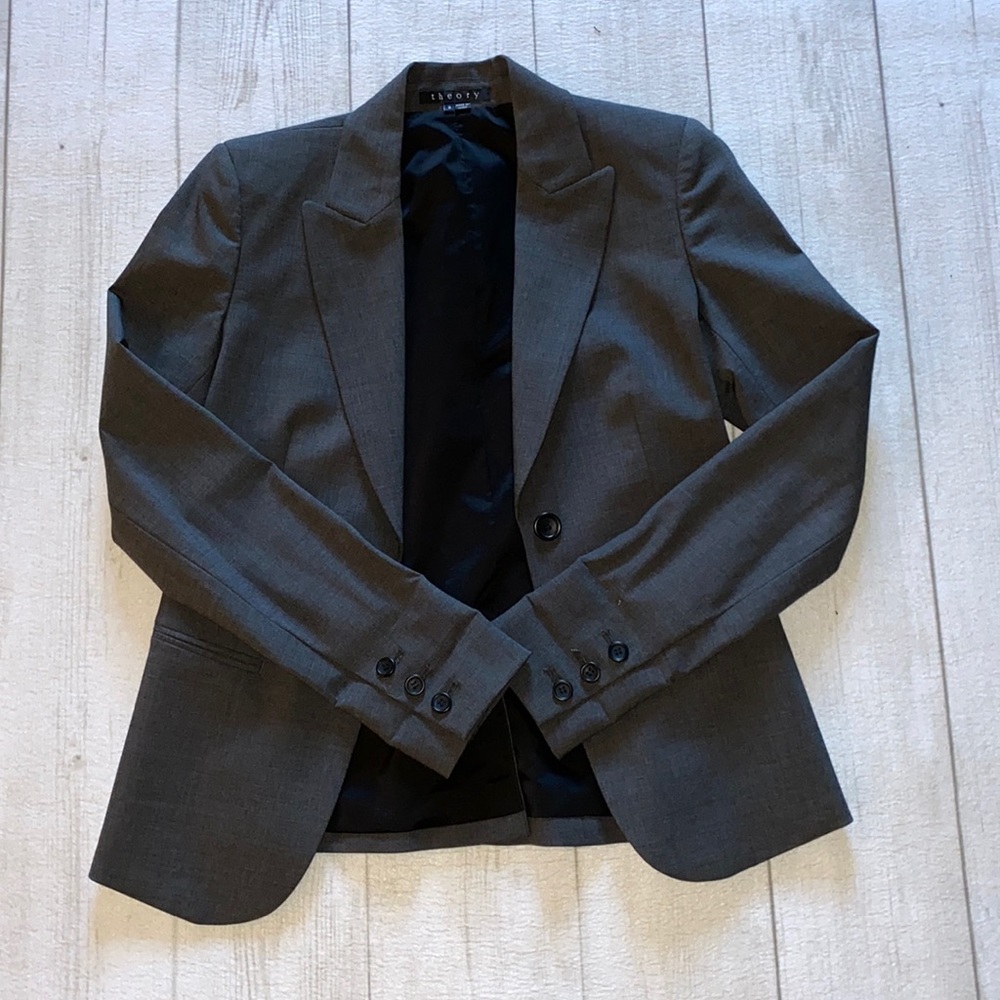 Theory Suit Jacket Blazer, Gey